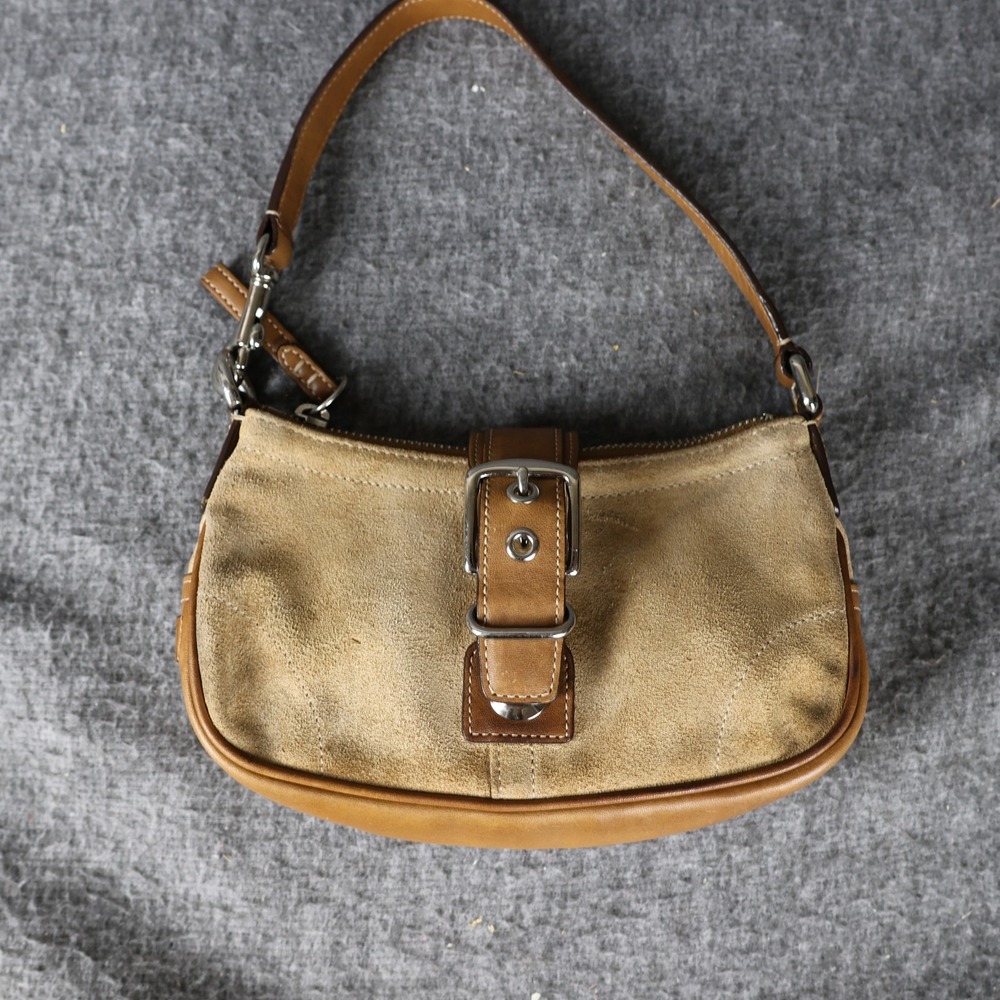 Coach Vintage Y2K Hampton Soho Brown Suede Leather Mini Shoulder Bag E3Q-7558